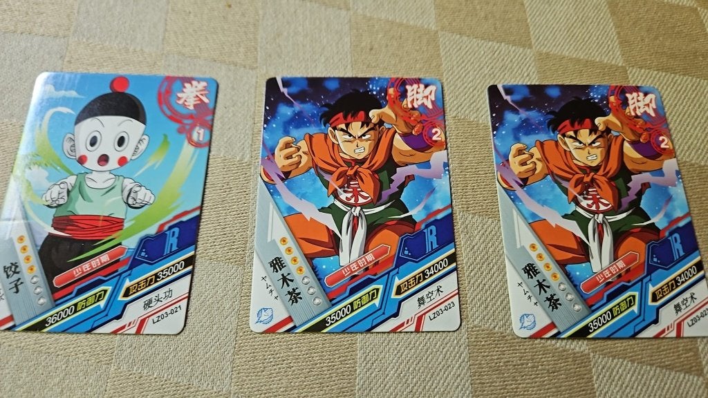 3 dragonball heroes cards Japanse ori Chiaotzu, Ophalen of Verzenden, Nieuw, Meerdere kaarten