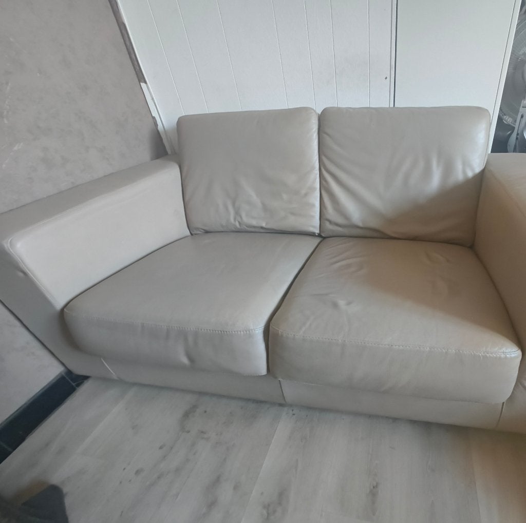 Tweezit zetel cremekleur, Huis en Inrichting, Zetels | Zetels, Ophalen, 150 tot 200 cm, Tweepersoons, Zo goed als nieuw