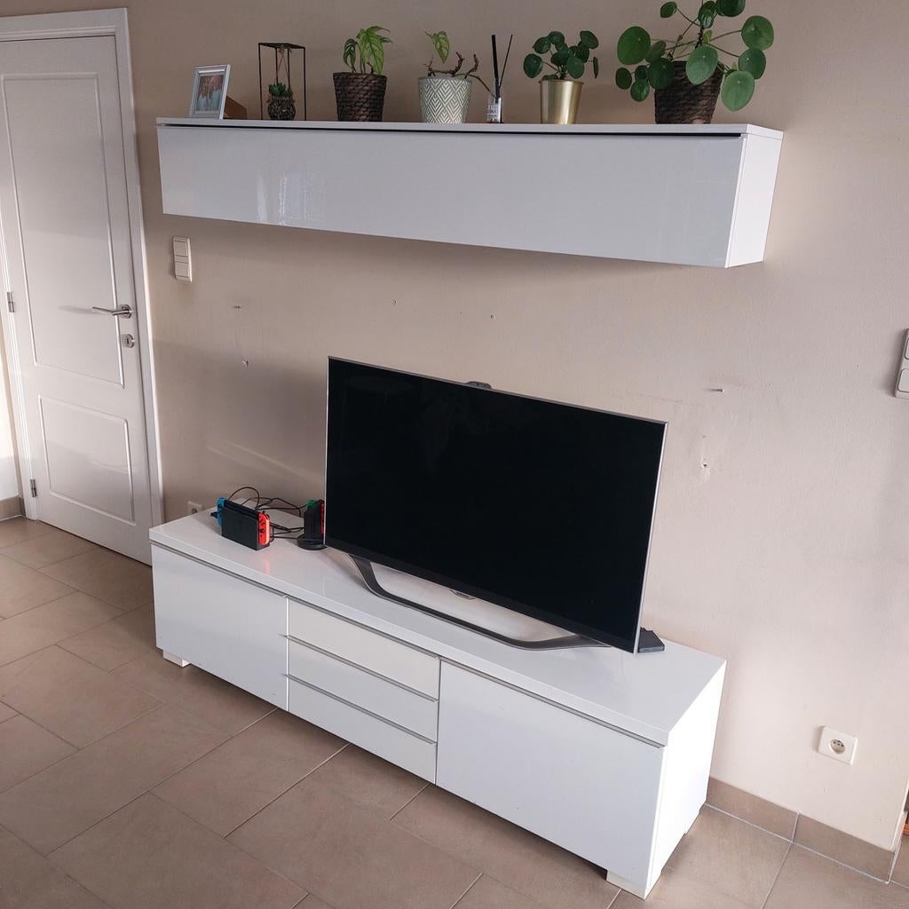 TV onder en boven kast, wit, Huis en Inrichting, Ophalen, Gebruikt