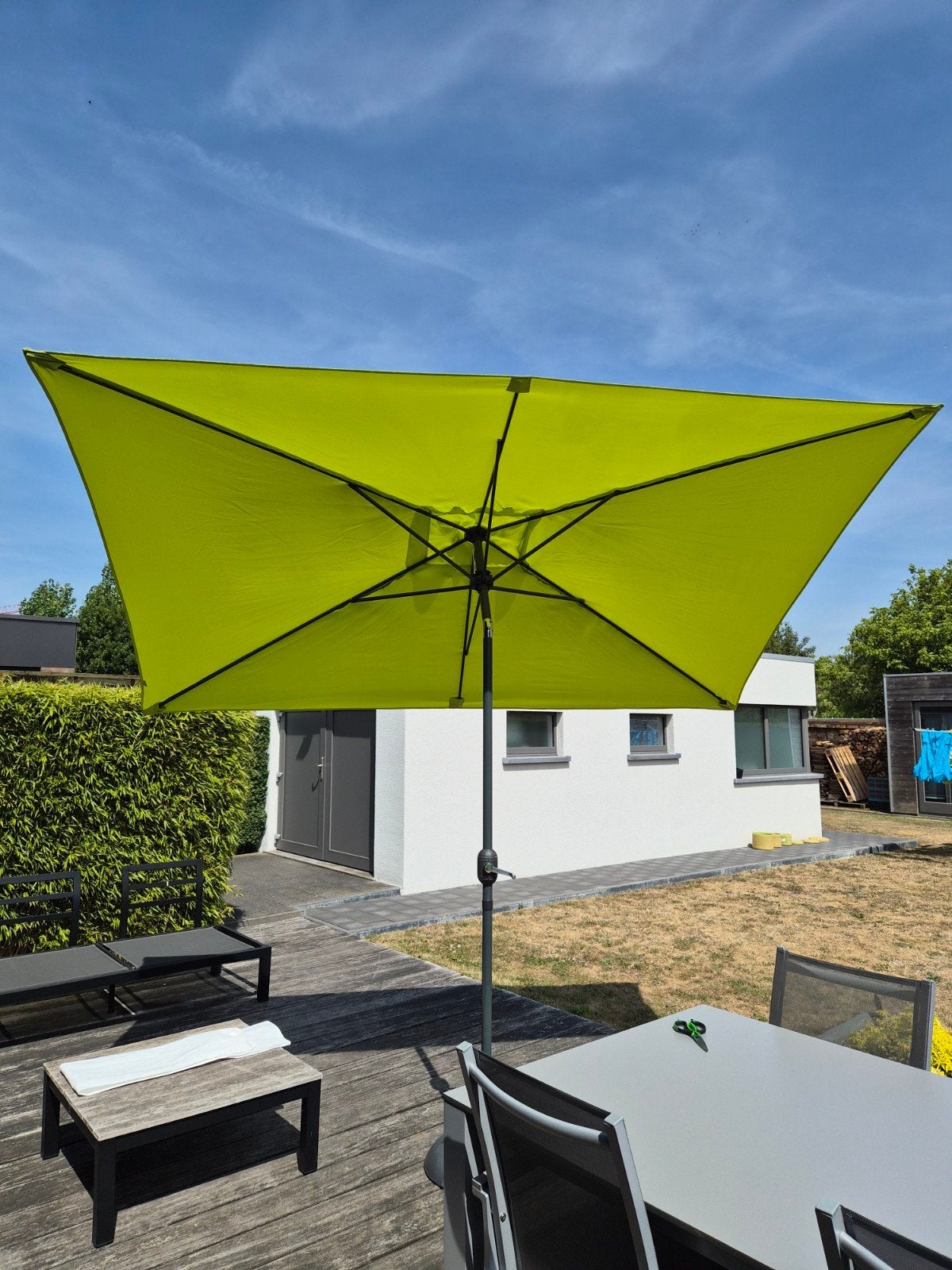 Rechthoekige parasol 2 x 3m, Ophalen, Kantelbaar, 2 tot 3 meter, Zo goed als nieuw