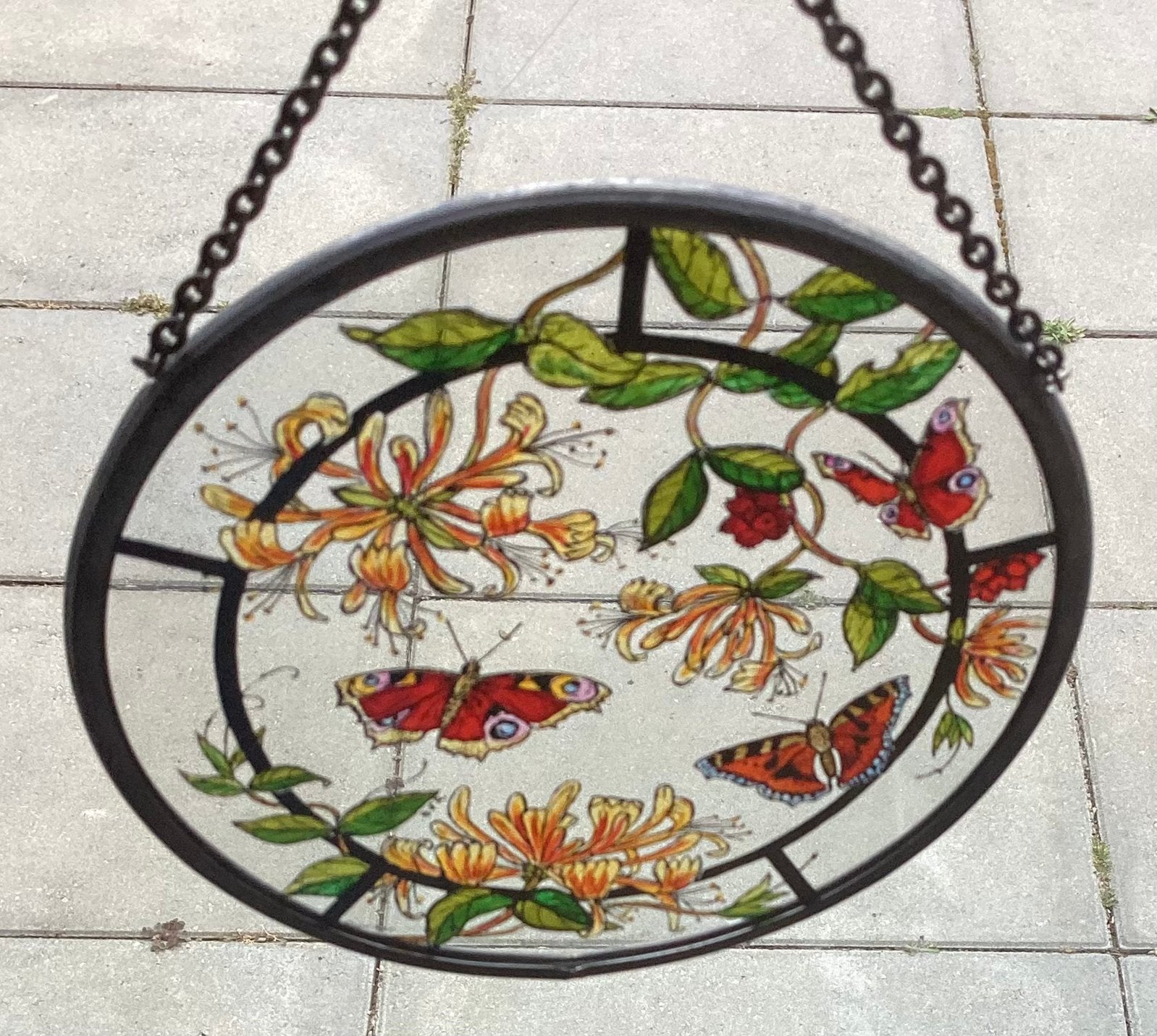 Glas in lood ..erg mooi met vlinders, Antiek en Kunst, Antiek | Glaswerk en Kristal, Ophalen of Verzenden