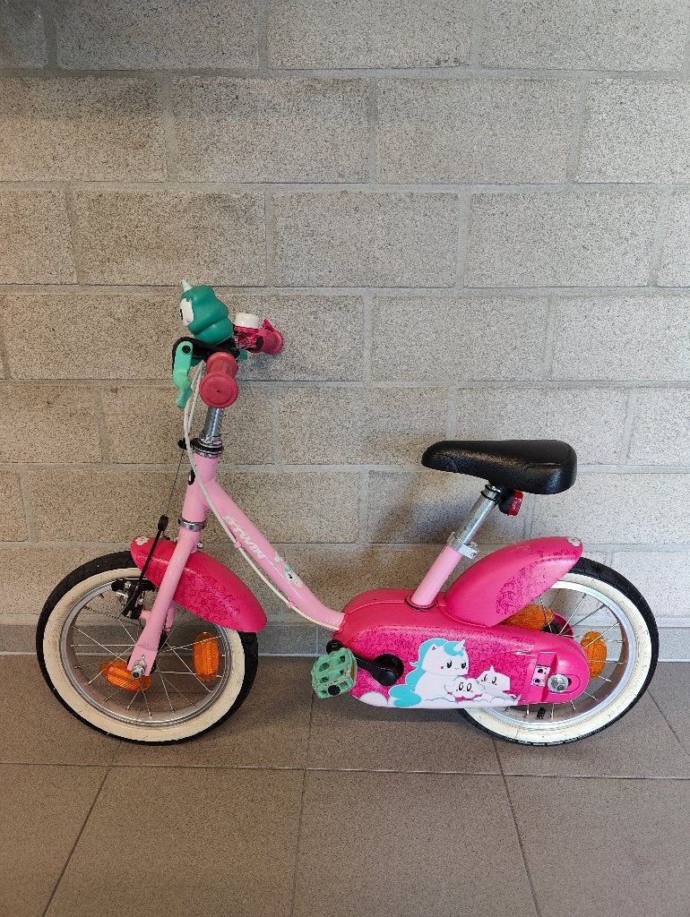 Kinderfiets 14 inch, Ophalen, Terugtraprem, Gebruikt, B-Twin