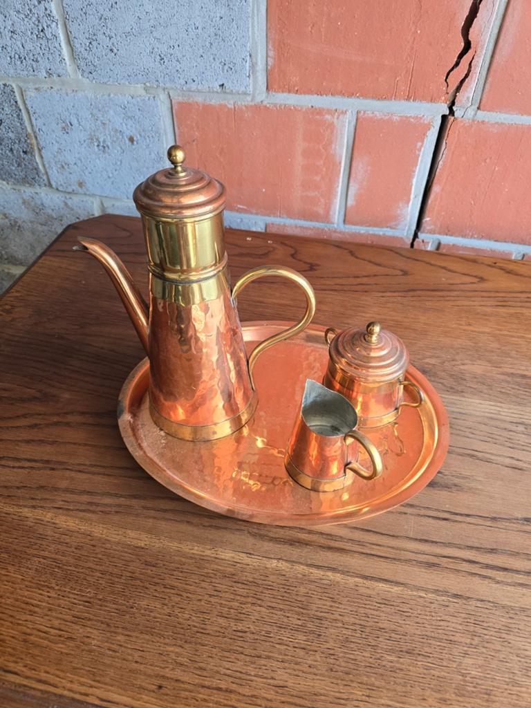 Vintage Vabelux Koffieset – Koper en Messing – 4-delig, Antiek en Kunst, Ophalen of Verzenden, Koper