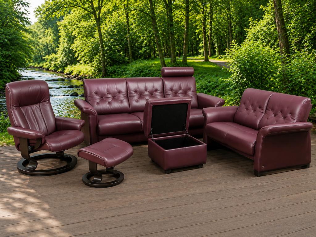 Stressless woonkamer set 3zit+2zit+1zit met voetenbankjes, Ophalen of Verzenden, Zo goed als nieuw