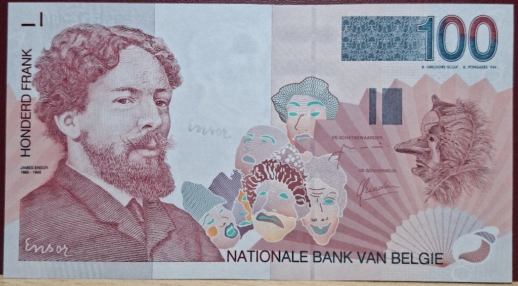 100 Frank Type James Ensor - UNC, Postzegels en Munten, Ophalen of Verzenden, Los biljet
