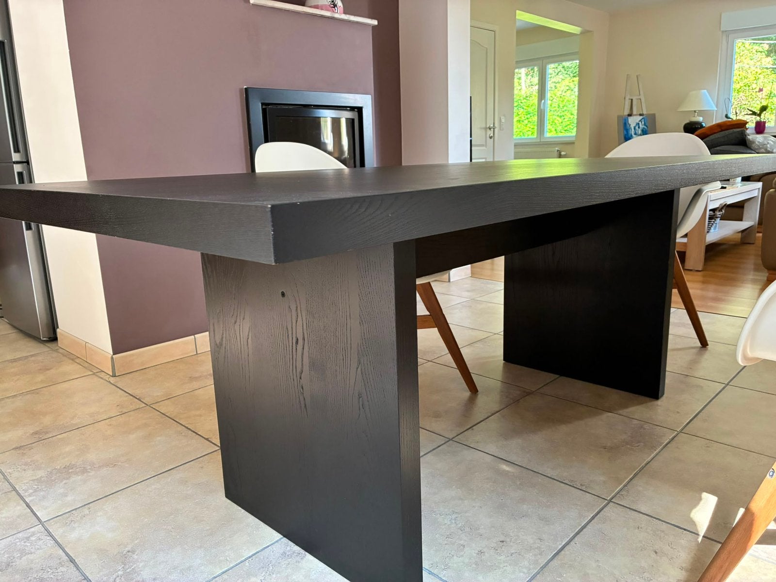 Grand Table Noir Ikea/ Large Wooden Dining Table, Maison & Meubles, Enlèvement, Comme neuf