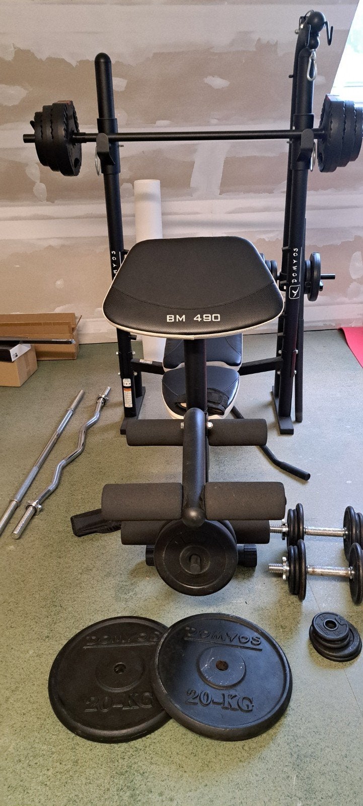 fitnesstoestel met gewichten ., Enlèvement, Utilisé, Banc d'exercice