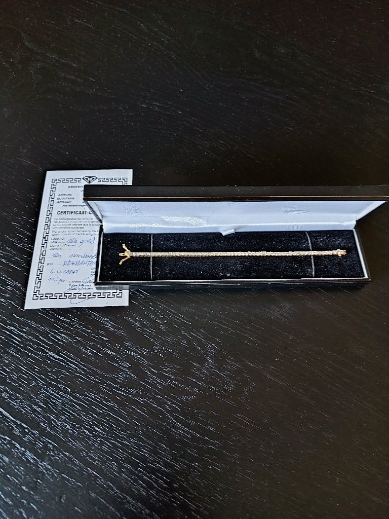 Gouden armband met diamanten 18 karaat., Handtassen en Accessoires, Armbanden, Ophalen, Geel, Nieuw, Met edelsteen