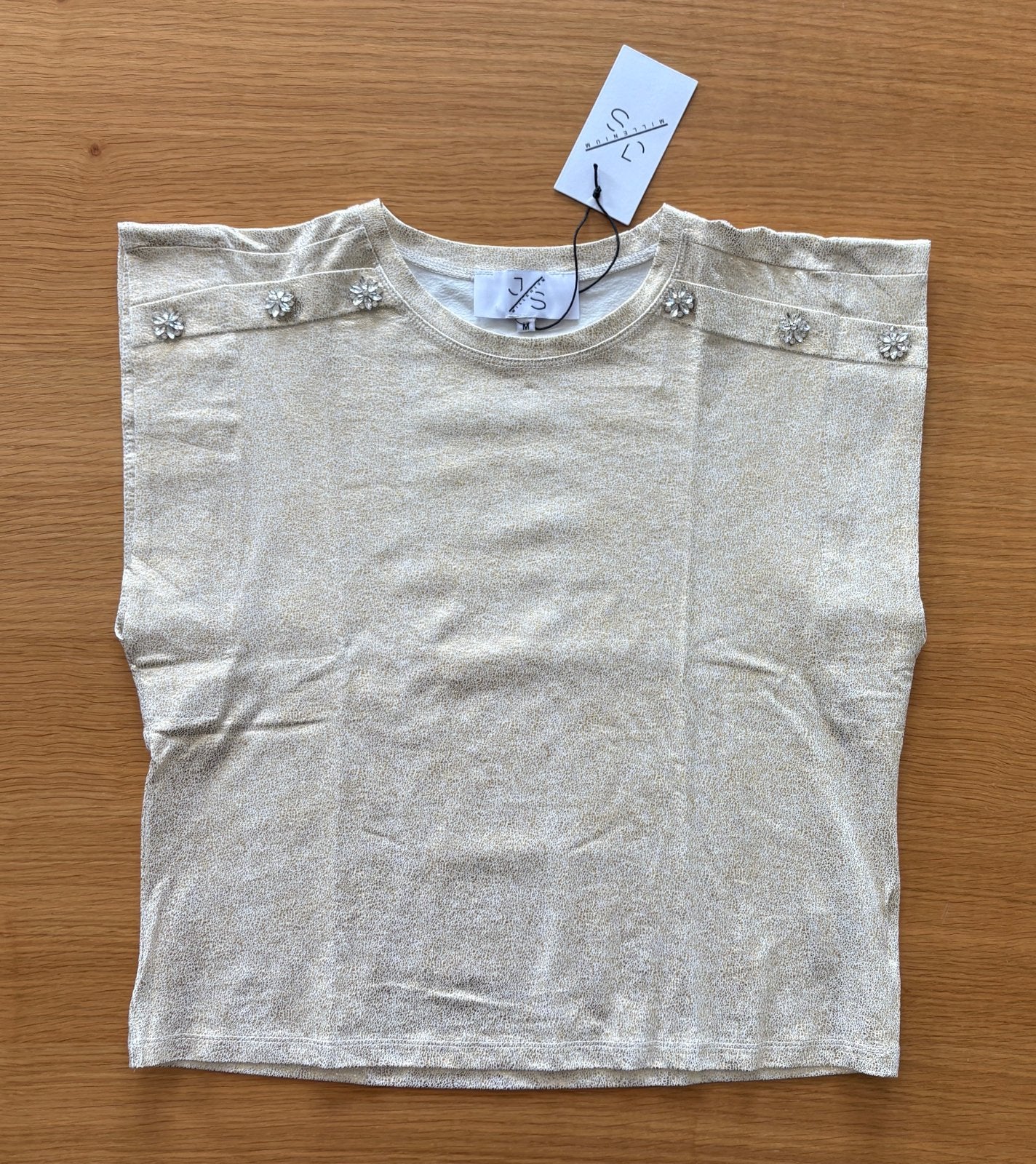 T-shirt doré  Neuf - Taille M - 23€, Kleding | Dames, Ophalen of Verzenden, Nieuw, Maat 38/40 (M), Overige kleuren