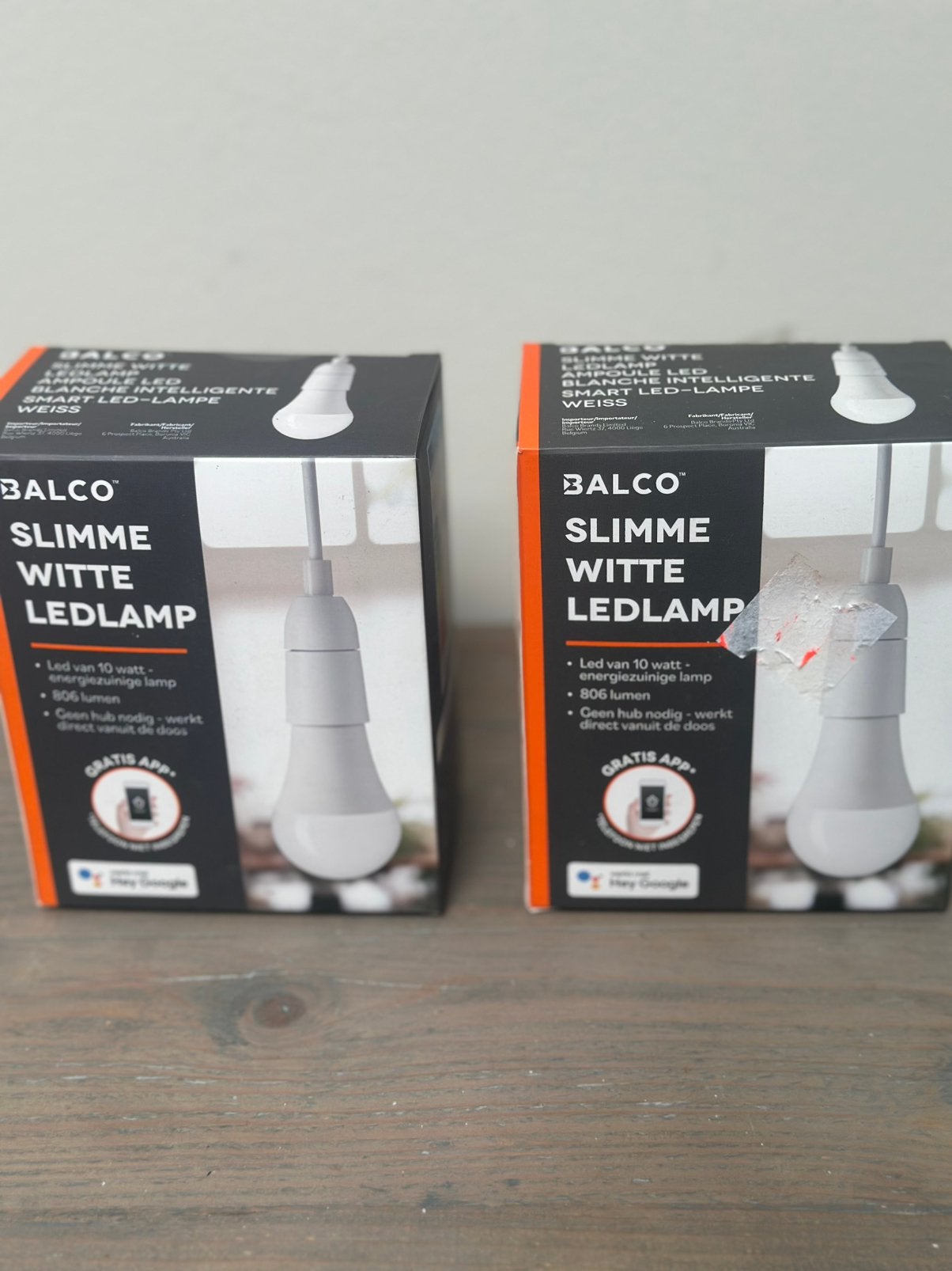2x BALCO Slimme Witte LED Lamp E27 10W Smart Met app +Google, Ophalen, Zo goed als nieuw