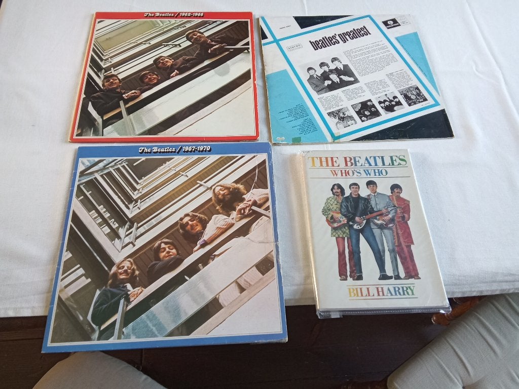 Lp's van de Beatels plus boek van de beatels igst., LP, Gebruikt, Ophalen, Fotohoes