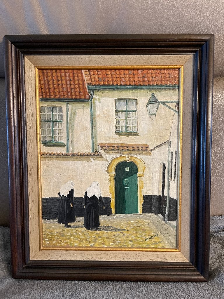 Begijnhof Kortrijk, Willy Declercq, olie op doek, Enlèvement, Toile