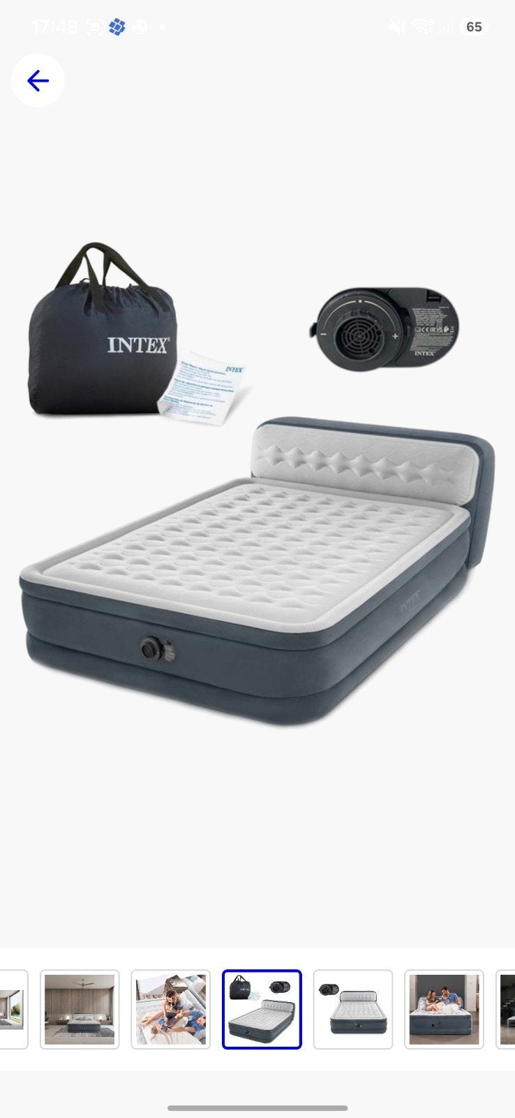 Matelas gonflable 236x152x86 cm avec tête de lit et pompe in, Enlèvement, Pompe intégrée, Comme neuf, 2 personnes