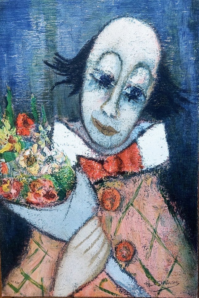Lithographie « clown » d'Hubert De Vries GET/NREA II/XX, Antiquités & Art, Art | Lithographies & Sérigraphies, Numéroté, Enlèvement ou Envoi