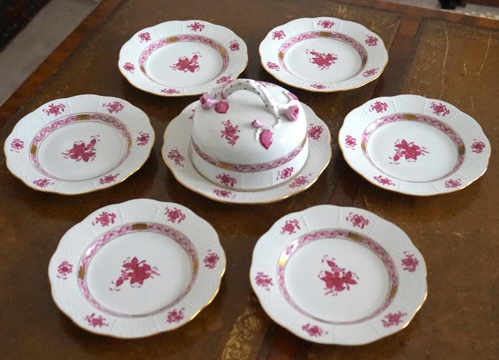 Prachtige porseleinen brood- en boterset van Herend, Ophalen of Verzenden
