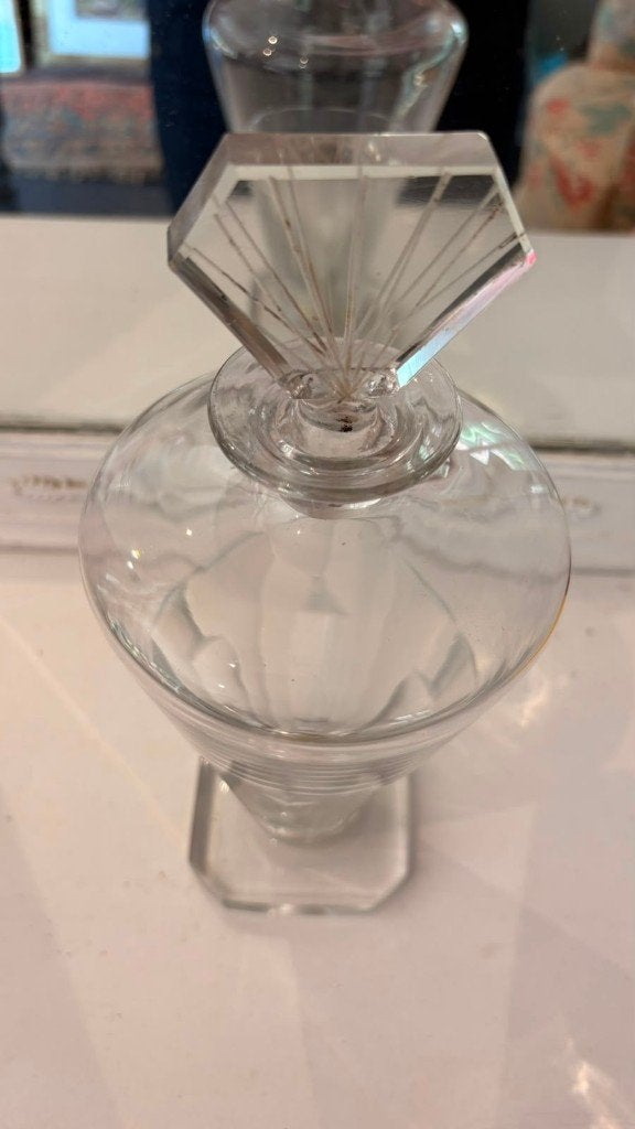 Carafe Art déco en verre avec bouchon facetté, Enlèvement