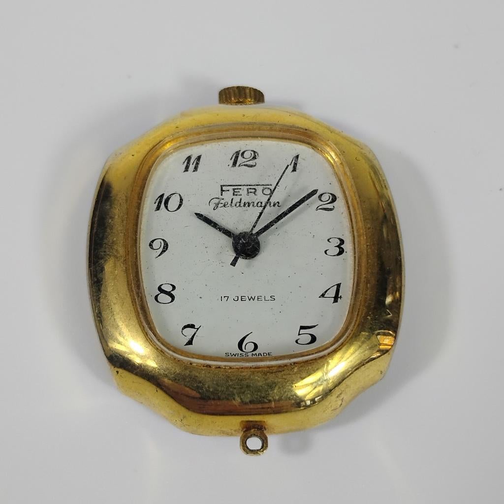 Montre pendentif FERO Feldmann 1970, Enlèvement ou Envoi, Comme neuf, Autres représentations, Or