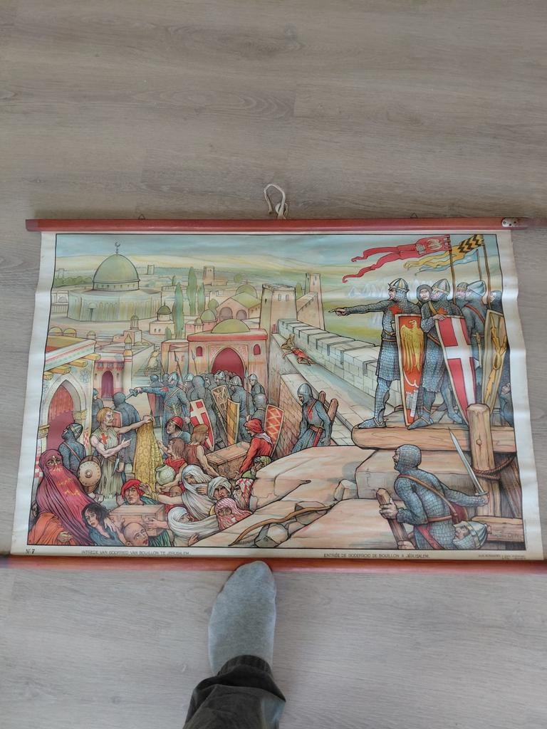 Schoolplaat Intrede van Godfried van Bouillon te Jeruzalem, Ophalen