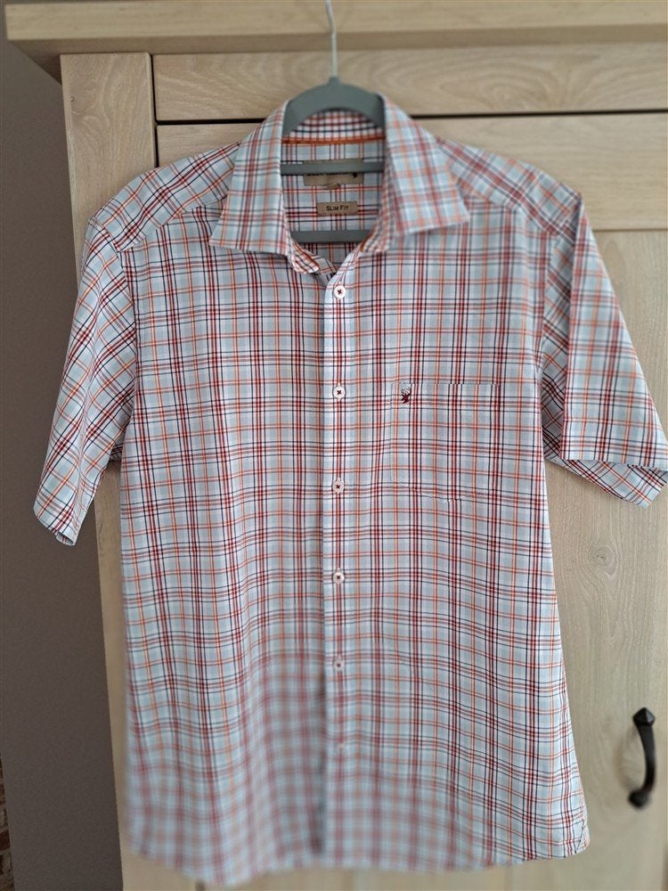 Herenhemd met korte mouwen geruit maat 37/38, Kleding | Heren, Meerkleurig, Halswijdte 38 (S) of kleiner, Ophalen of Verzenden