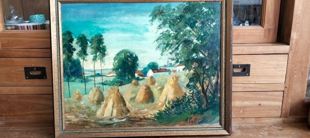 Peinture à l'huile Alfred Pietercelie artiste jettois, Antiquités & Art, Art | Peinture | Classique, Panneau, Enlèvement, Signé