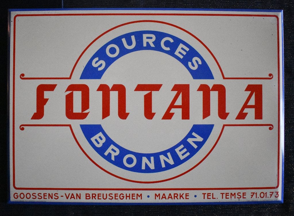metalen reclamebord FONTANA-BRONNEN (Maarke) -, Verzamelen, Ophalen of Verzenden, Zo goed als nieuw, Reclamebord