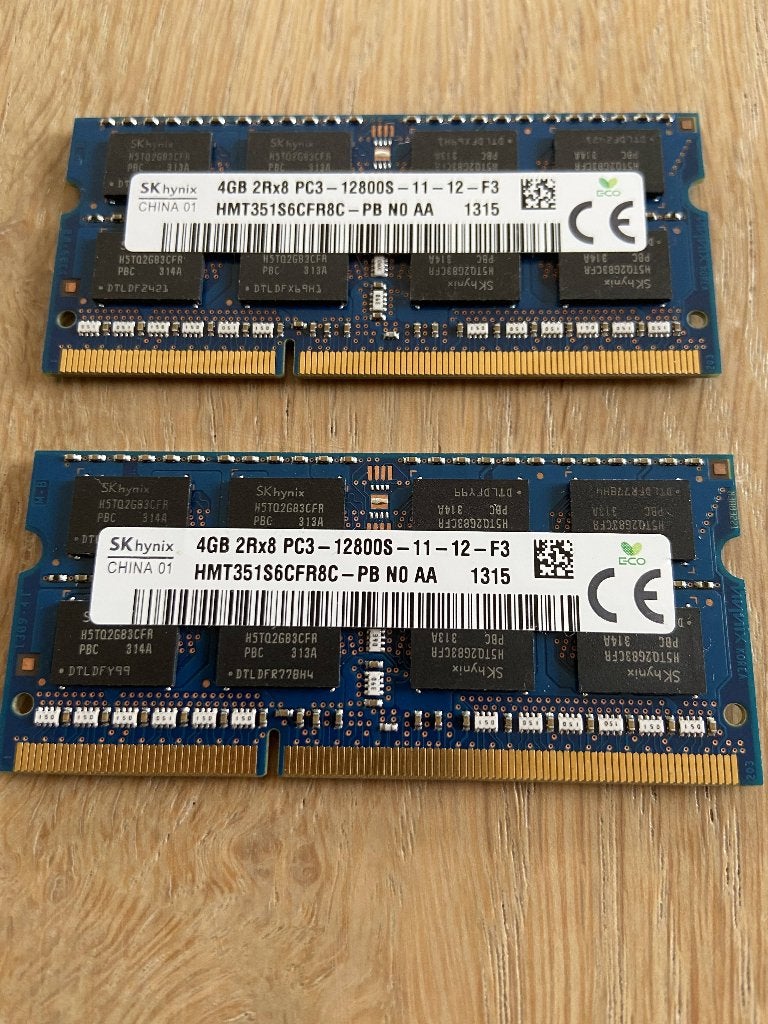 2 pièces de 4 Go 2Rx8 PC3-12800S-11-12-F3 Skhynix, Enlèvement ou Envoi, DDR3, Utilisé, Laptop