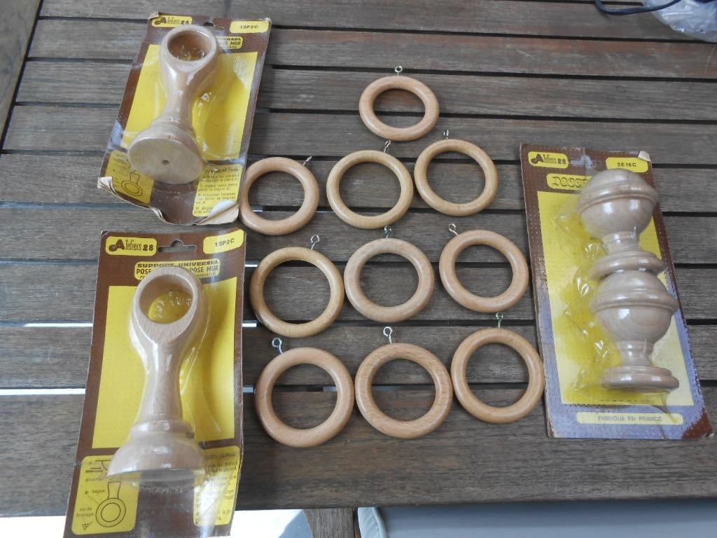 gordijnbollen stoppen hout  gordijnsteunen nieuw ringen, Ophalen of Verzenden