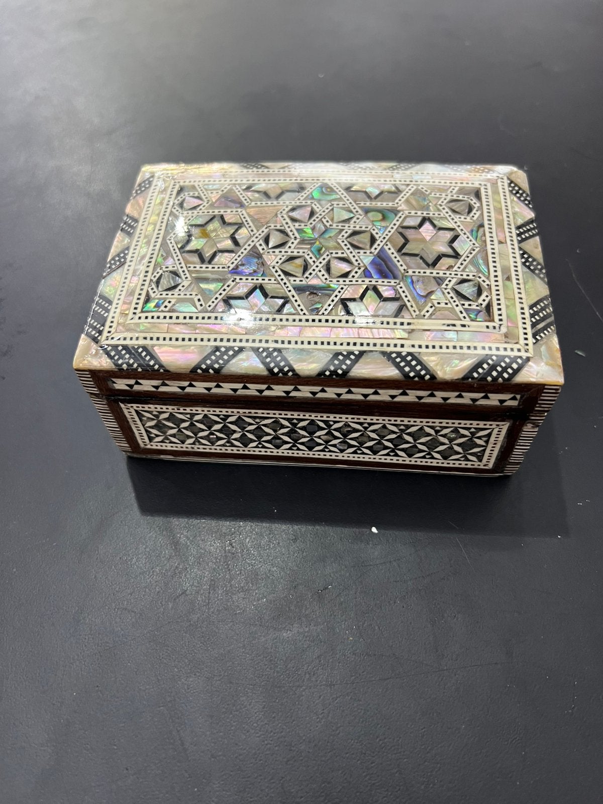 Decoratief houten juwelendoosje met beklede binnenkant, Enlèvement, Comme neuf