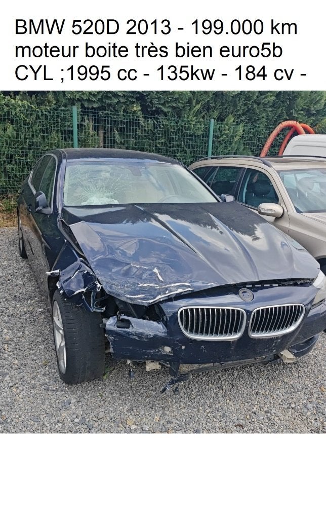Bmw 520D 184cv 2013 199.000km !! accidenter !! moteur ok, Auto's, BMW, Achterwielaandrijving, Diesel, Particulier, Te koop