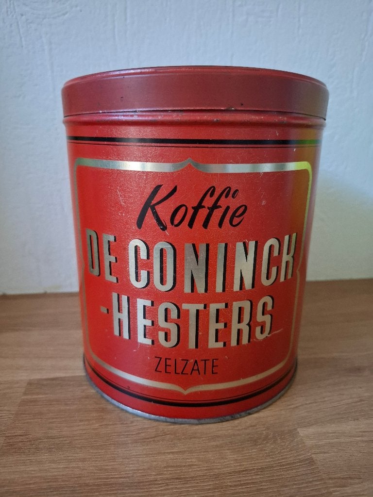Zeldzaam Antiek Koffieblik De Coninck Hesters Zelzate, Verzamelen, Blikken, Ophalen of Verzenden, Gebruikt, Koffie, Overige merken
