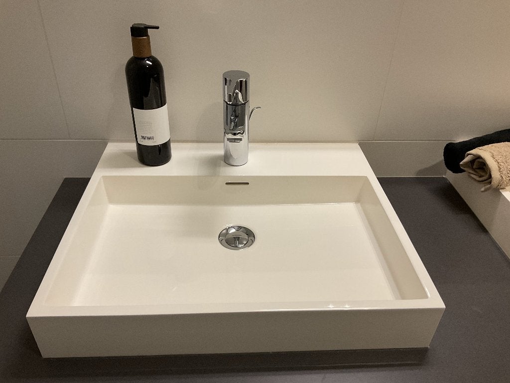 2 x Lavabo kraan met bediening afsluitdop in lavabo, Ophalen, Zo goed als nieuw, Chroom, Kraan