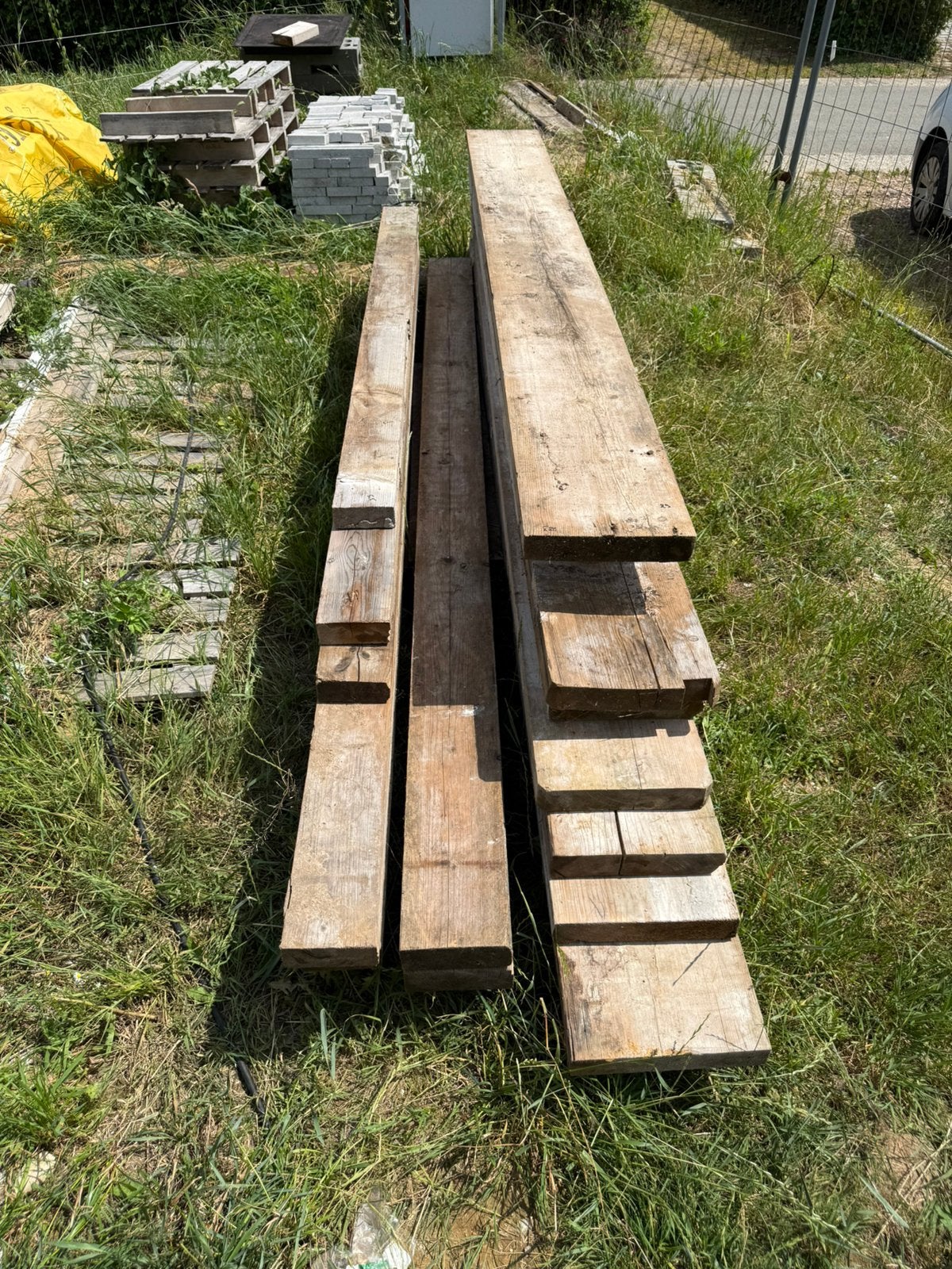 Houten balken - bekistingshout, Doe-het-zelf en Bouw, Hout en Planken, Gebruikt, Balk, Ophalen