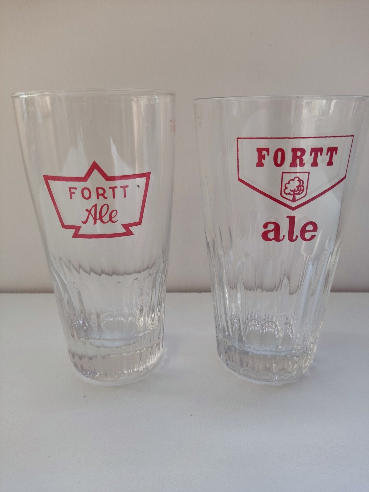 Ensemble de 2 verres à bière vintage Fortt Ale — Brasserie L, Collections, Enlèvement, Comme neuf, Verre ou Verres, Autres marques