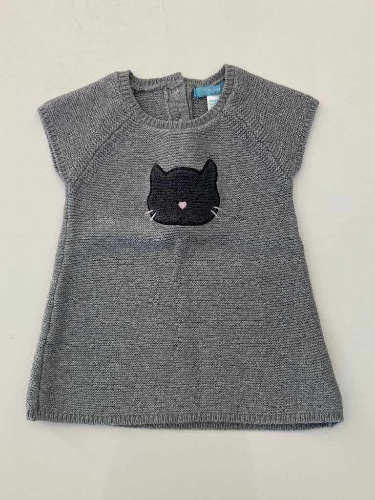 Robe pour bébé  Obaibi en maille grise - taille 68/6 mois, Robe ou Jupe, Enlèvement ou Envoi, Comme neuf, Obaibi