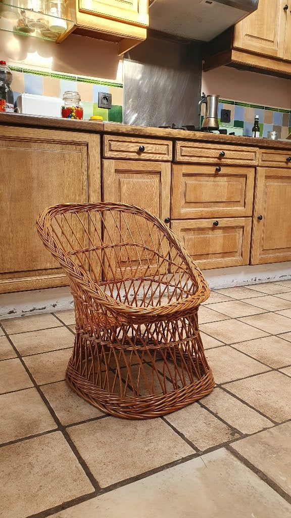 Schattig vintage rotan kinderstoeltje, Osier ou Rotin, Autres couleurs, Comme neuf, Enlèvement