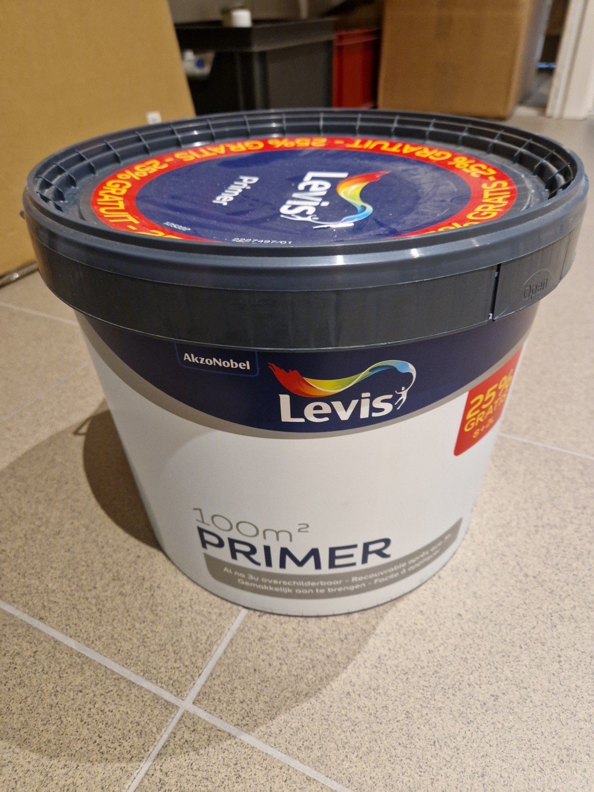Levis primer wit 10L +/-100m² ongeopend, Doe-het-zelf en Bouw, Ophalen, Wit
