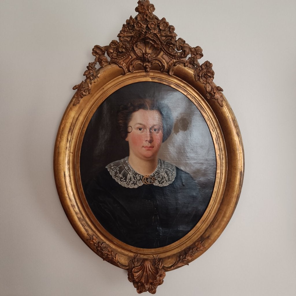 Antiek schilderij, Portrait ou Personnes, Peinture à l'huile, Enlèvement, Cadre spécial