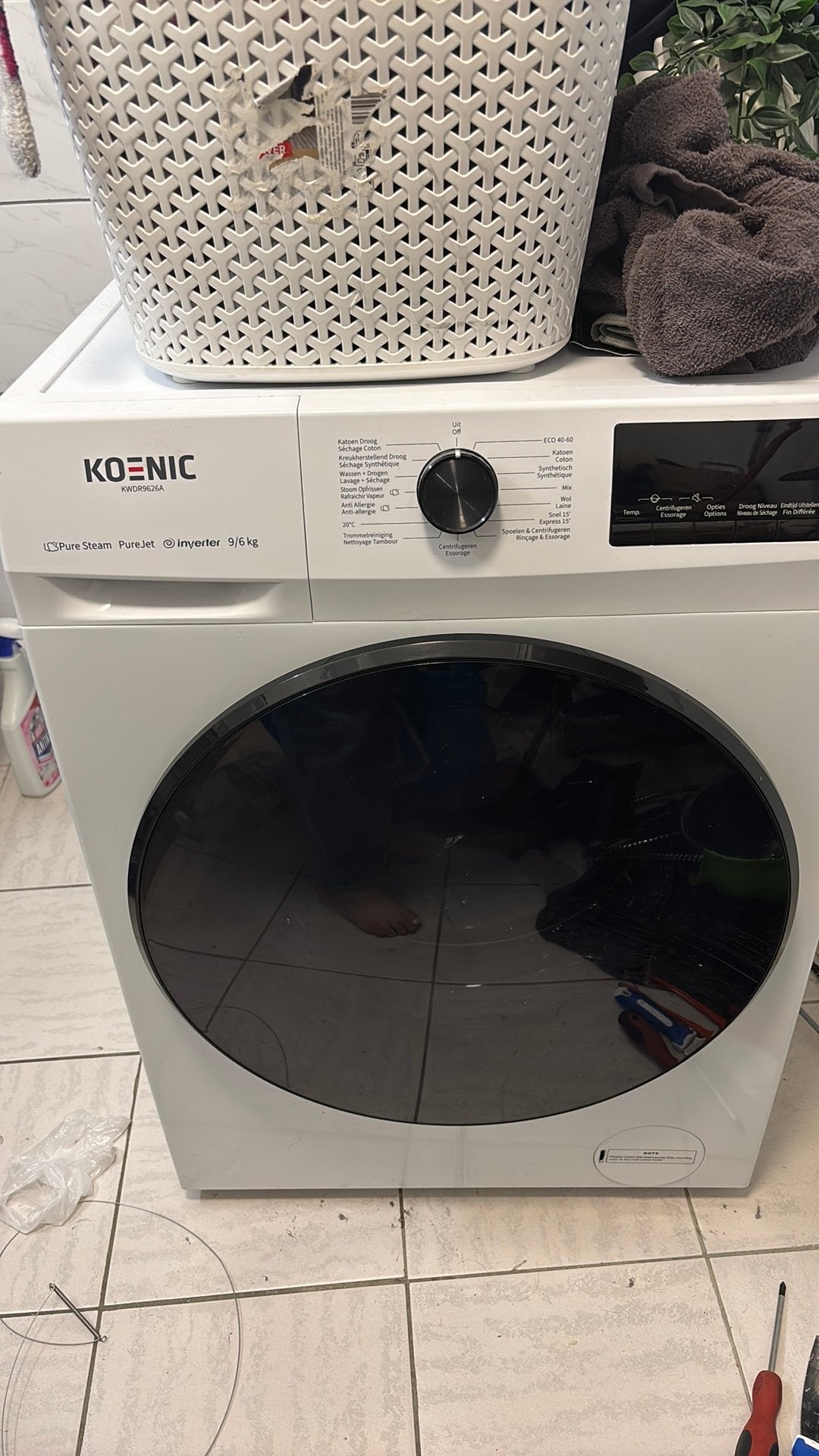 Laveuse-sécheuse Koenic Puresteam à vendre, Electroménager, 8 à 10 kg, Enlèvement, Ne fonctionne pas, 85 à 90 cm