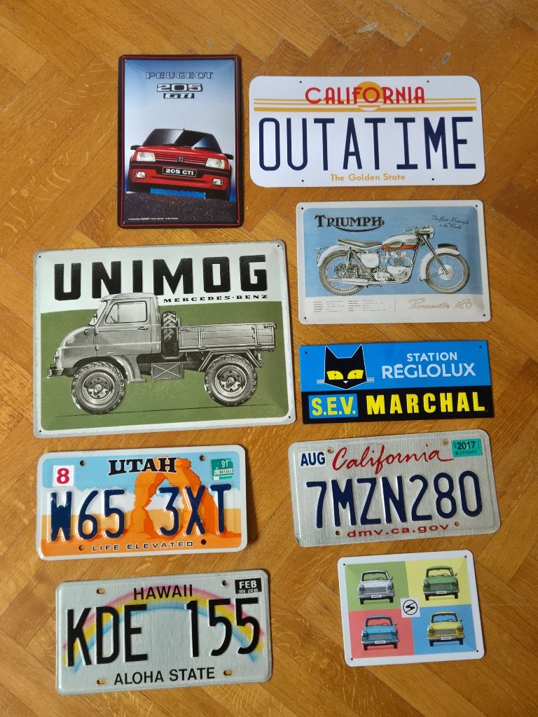 Lot de plaques émaillées automobilia et plaques USA, Enlèvement, Comme neuf, Panneau publicitaire