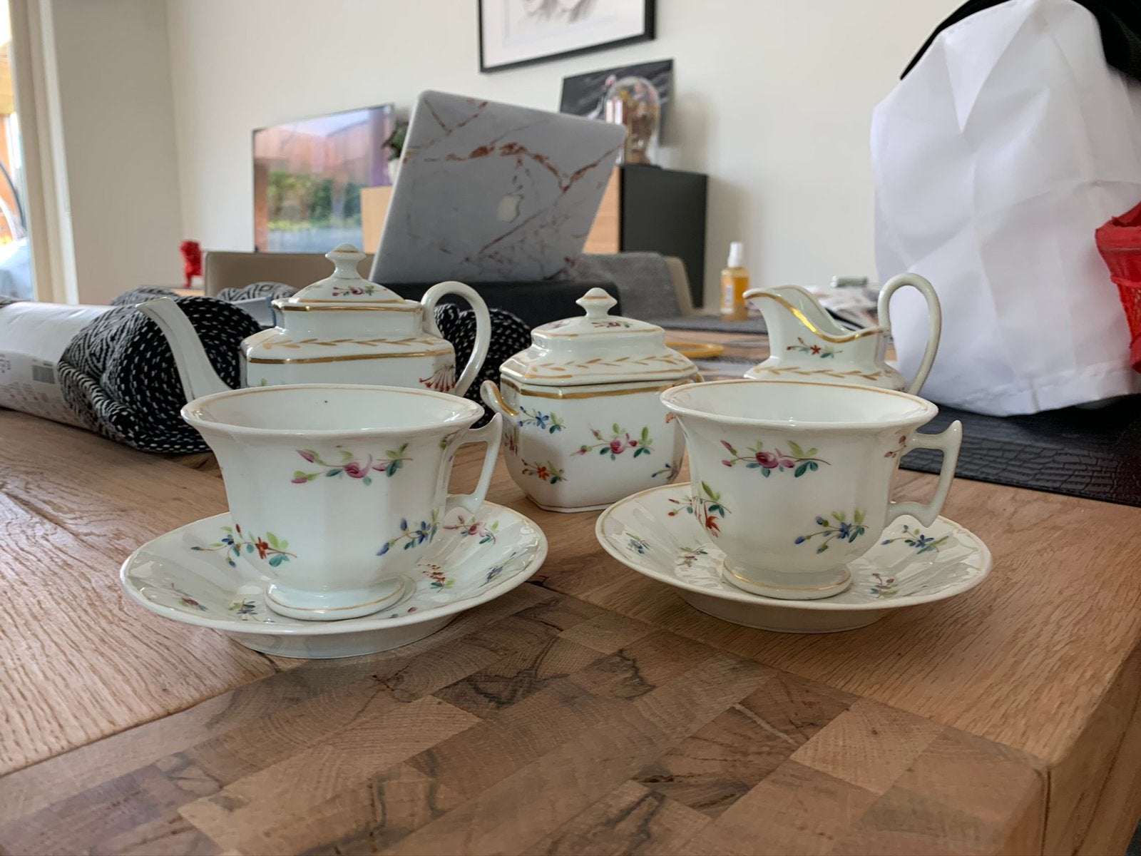 Antiek koffie of thee servies porselein, Antiek en Kunst, Ophalen of Verzenden