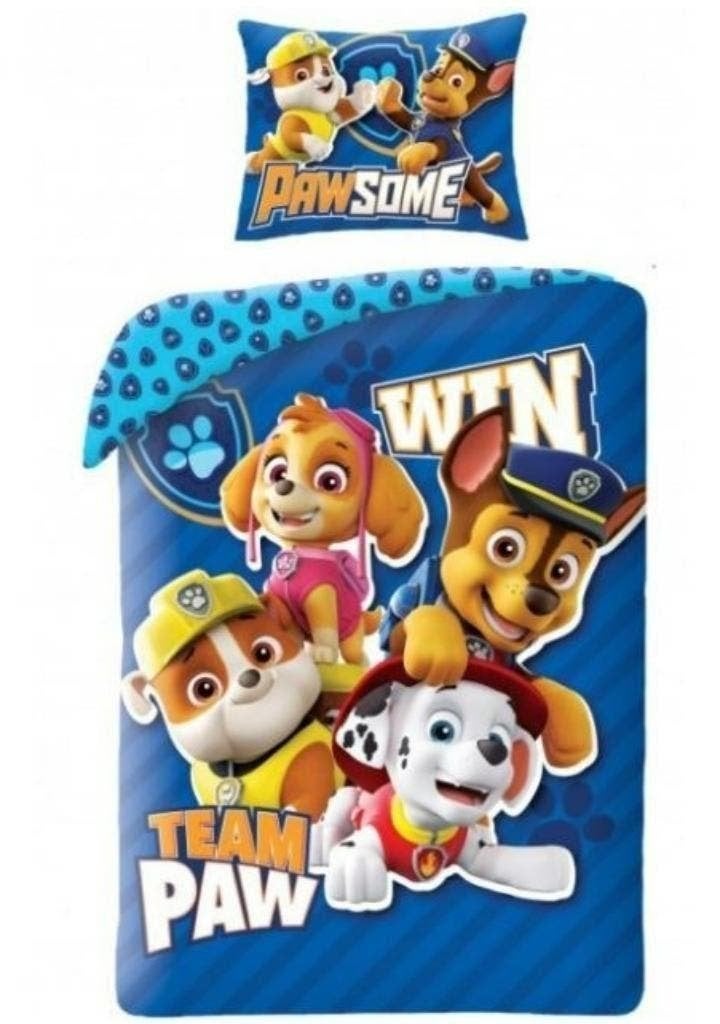 Paw Patrol Dekbedovertrek 140 x 200 cm - Win Team Paw, Kinderen en Baby's, Nieuw, Ophalen of Verzenden, Dubbelzijdig, Jongetje of Meisje