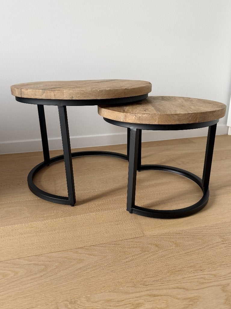 Bijzettafels, Huis en Inrichting, Ophalen, Zo goed als nieuw, Rond, Hout