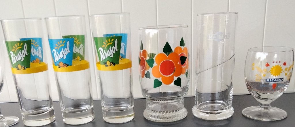 Vintage  6 Verres divers, Ophalen, Gebruikt, Overige typen