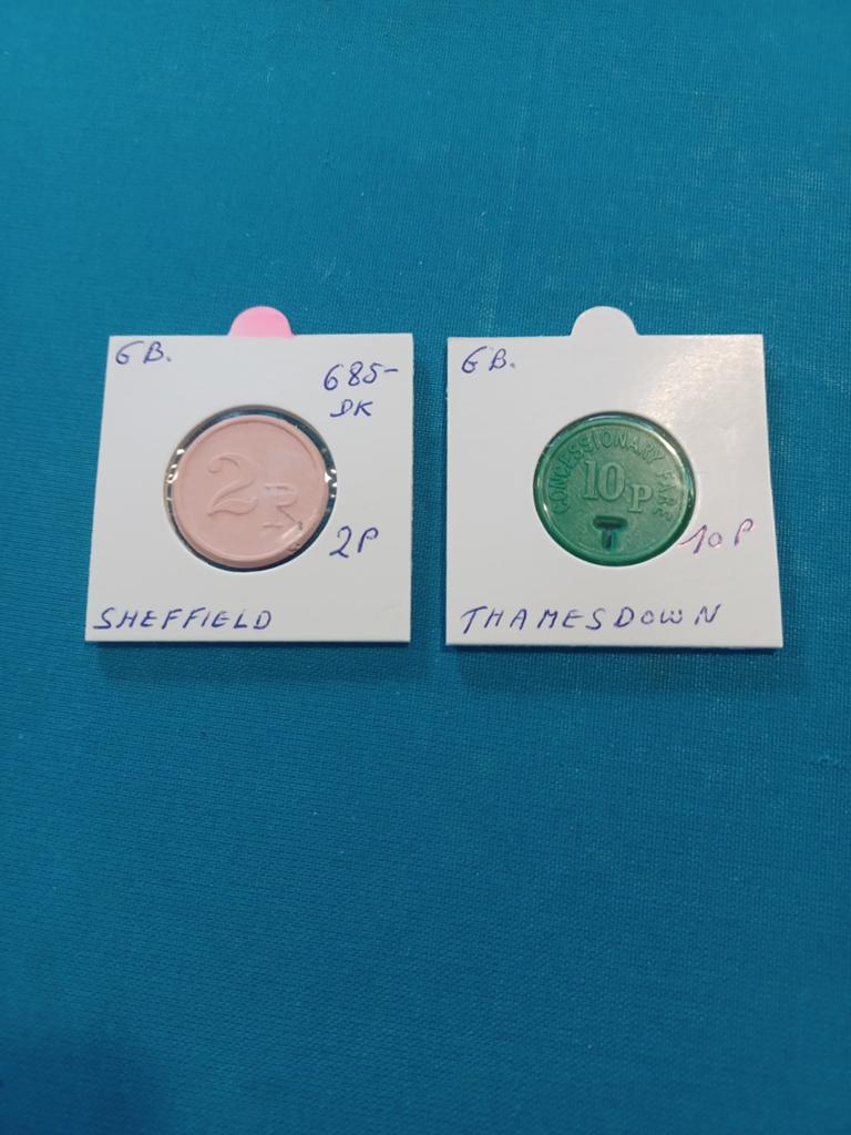 GB 2P  SHEFFIELS en 10 P THAMESDOWN, Postzegels en Munten, Penningen en Medailles, Ophalen of Verzenden