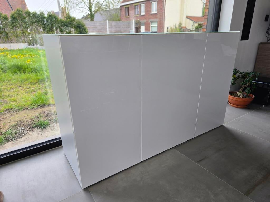 Luxe Italiaanse Designset (Munari) - Wit Glas & Aluminium -, Ophalen