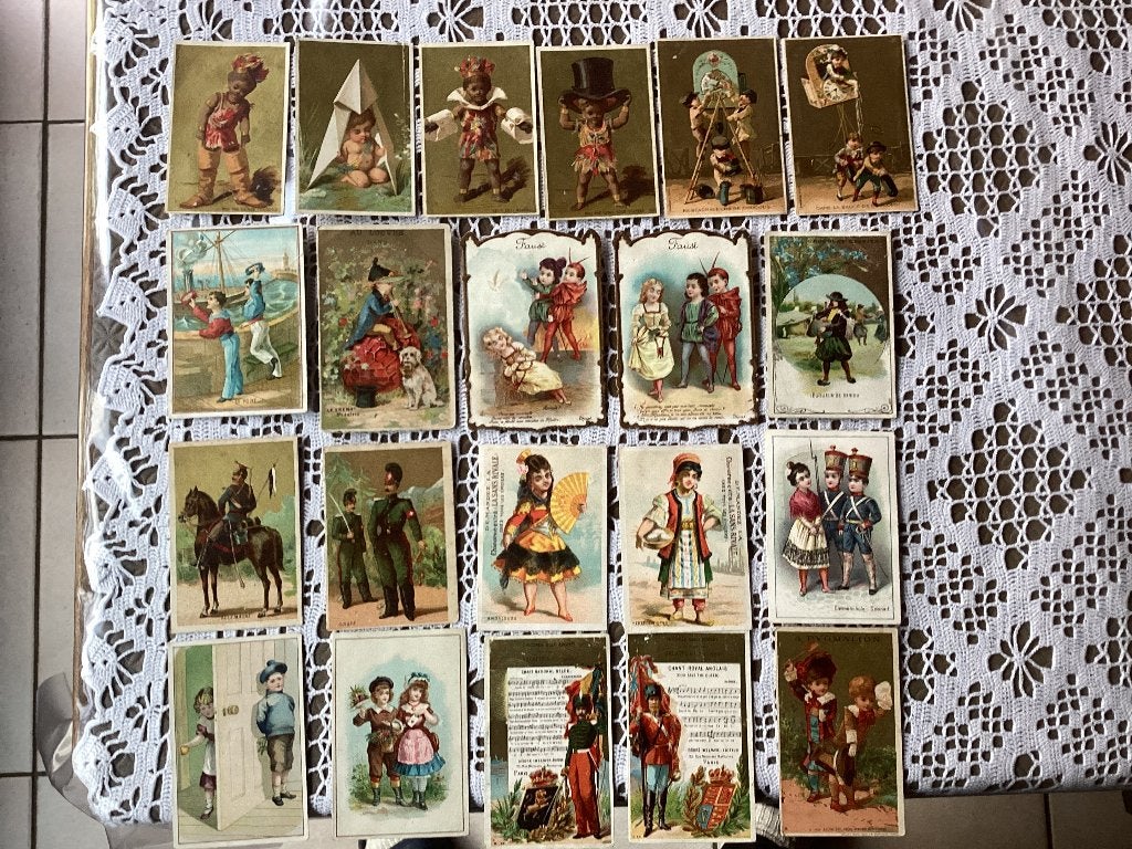 43 zeer oude chromos prenten allerlei merken, Verzamelen, Ophalen of Verzenden, Gebruikt