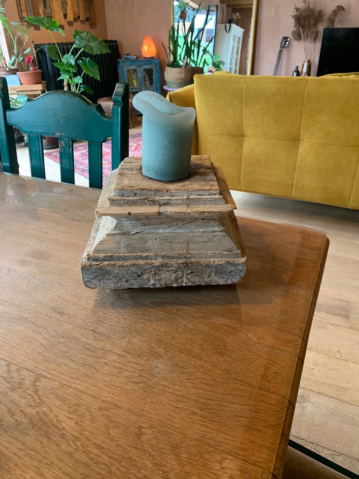 Houten kandelaar, Huis en Inrichting, Ophalen, Gebruikt, Bruin, Overige merken
