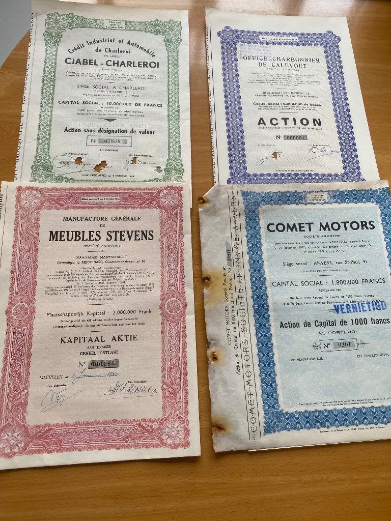 4 oude aandelen, Ophalen of Verzenden, 1920 tot 1950, Aandeel