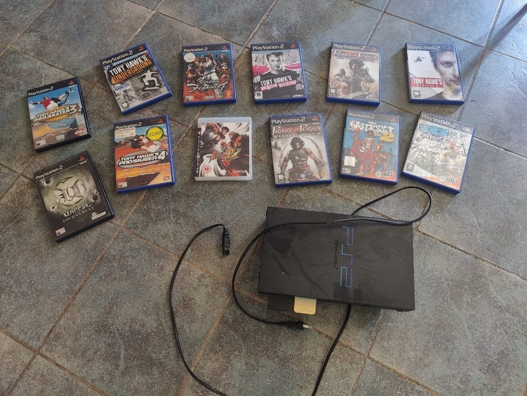 PS2 + spelletjes, Games en Spelcomputers, Spelcomputers | Sony PlayStation 2, Ophalen, Gebruikt, Zwart, Met games