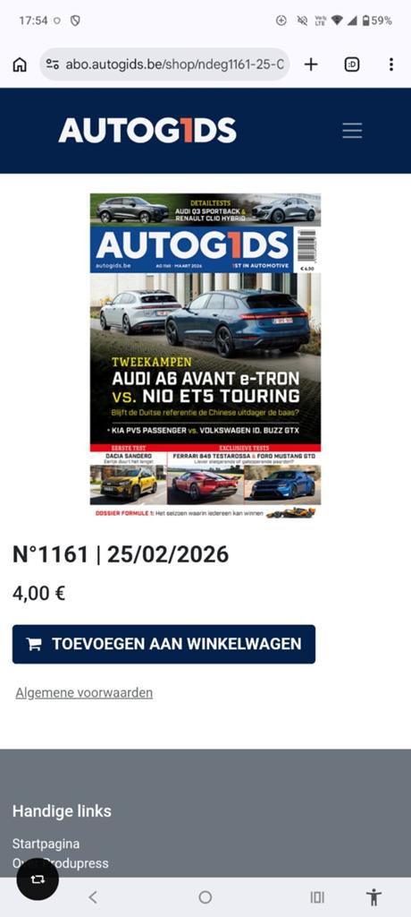 op zoek naar Autogids nr. 1161, uitgavedatum: 25/2/2026, Boeken, Auto's | Folders en Tijdschriften, Ophalen of Verzenden, Audi